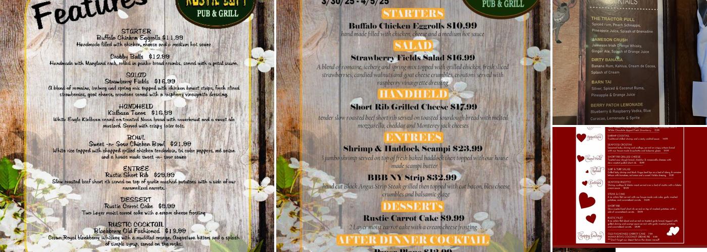 Rustic Loft Pub and Grill Menu