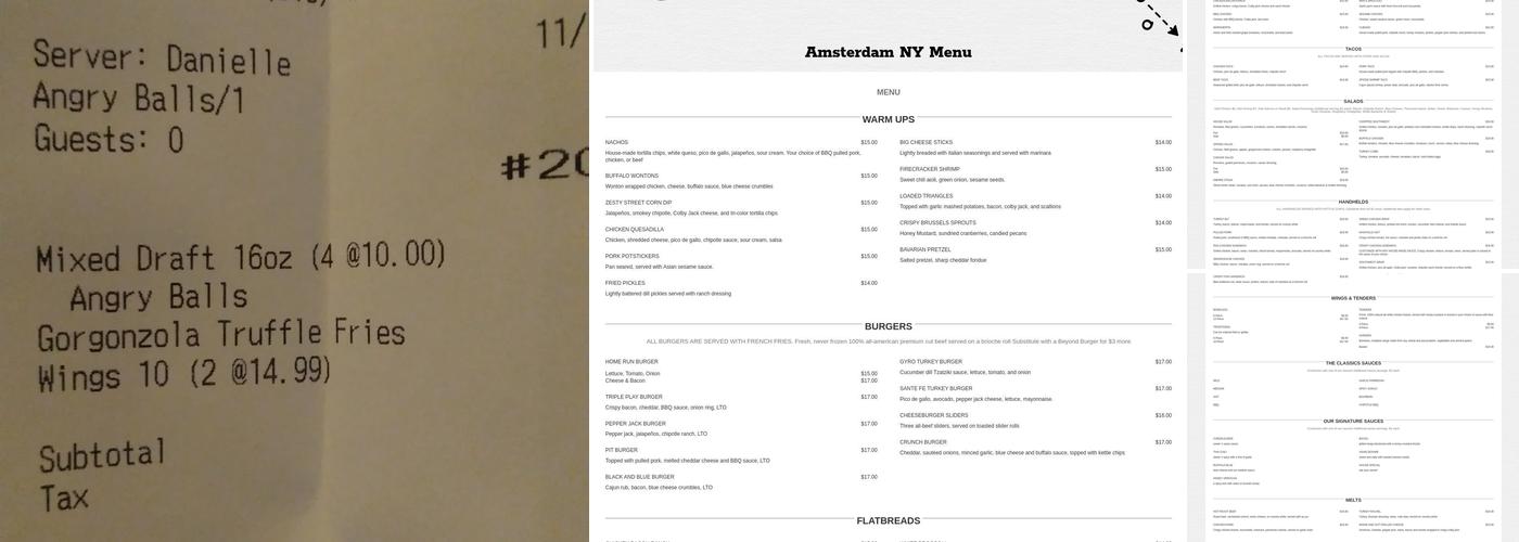 Recovery Sports Grill Menu