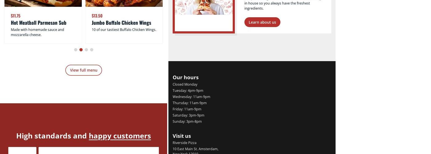 Riverside Pizza Menu