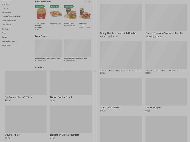 Wendy's Menu