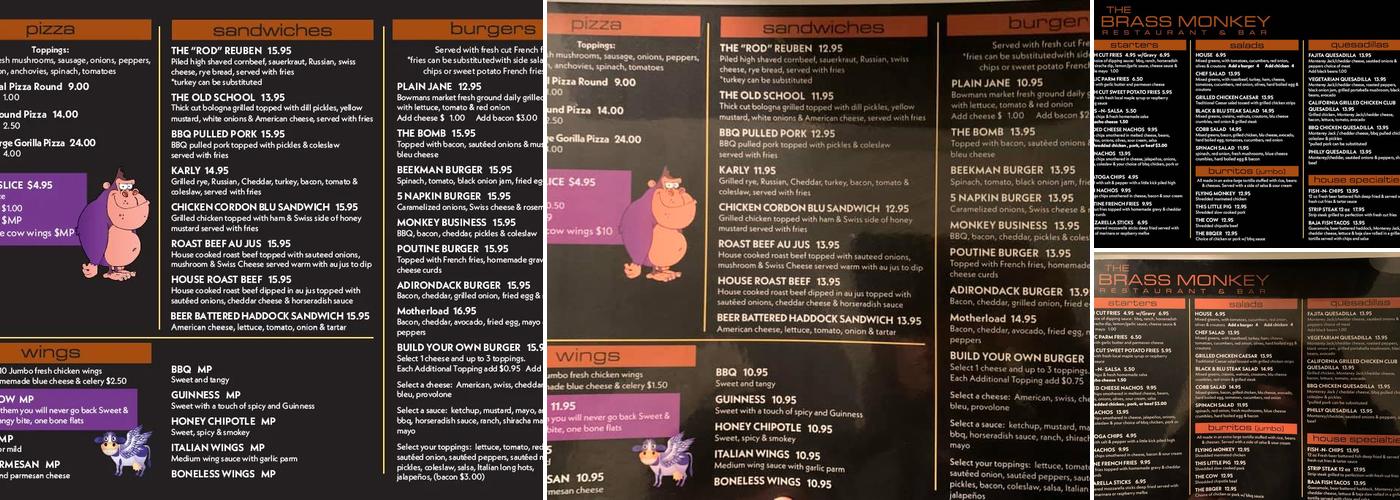Brass Monkey Menu