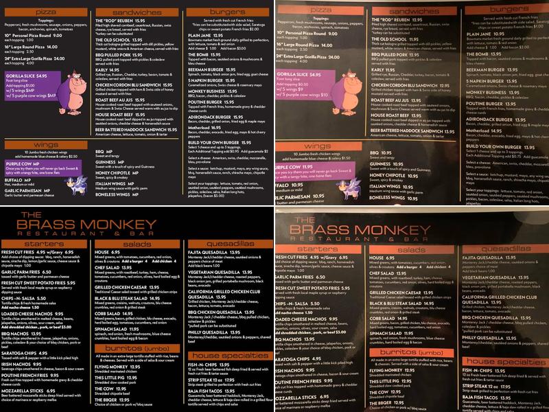 Brass Monkey Menu
