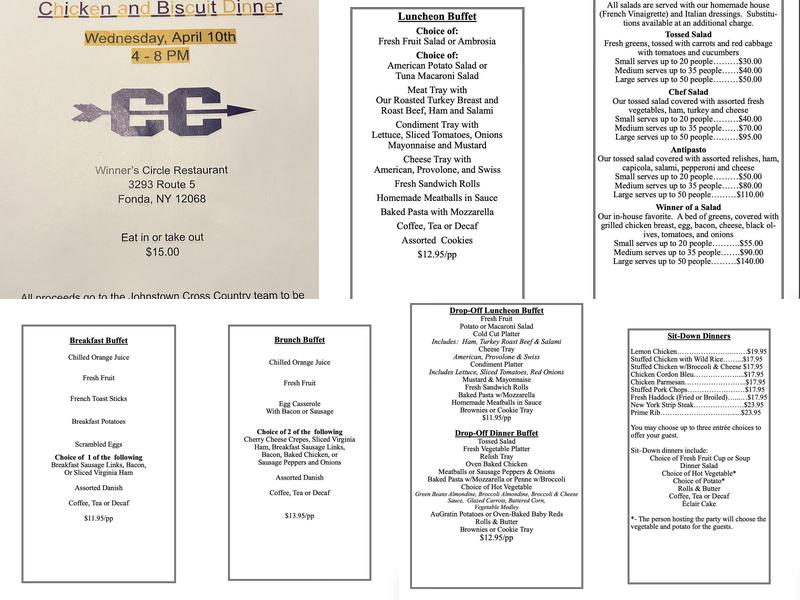 Winner's Circle Menu