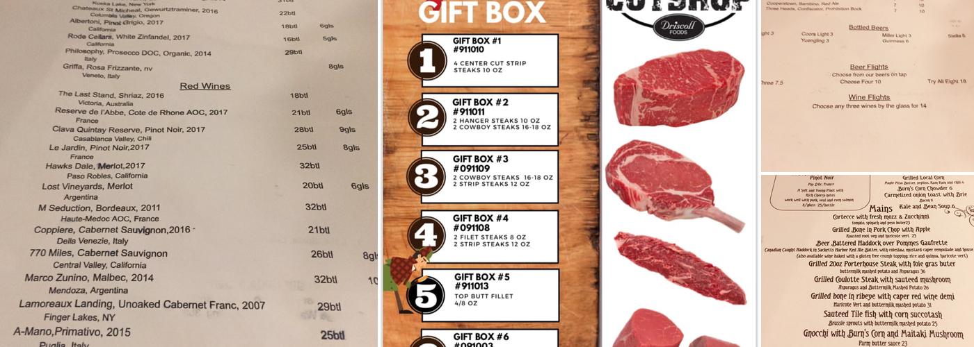 Table At Fort Plain Menu