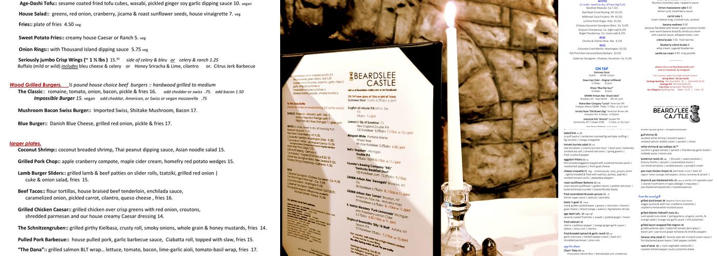 Beardslee Castle Menu