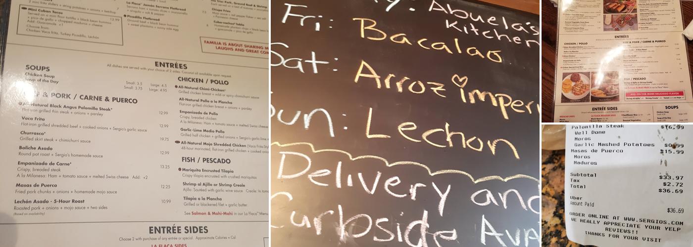 Sergio's Restaurant Menu