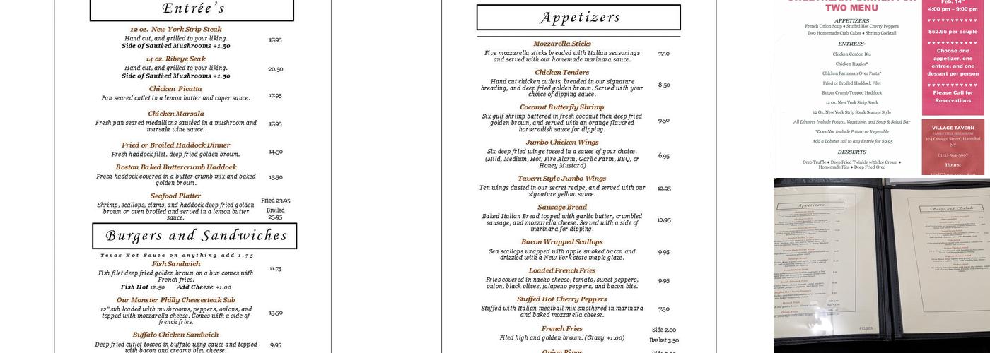 The Village Tavern Hannibal Menu