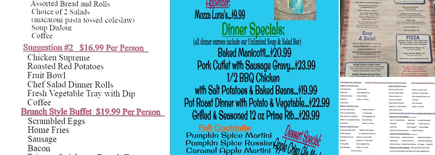 R F H's Hide-A-Way Menu