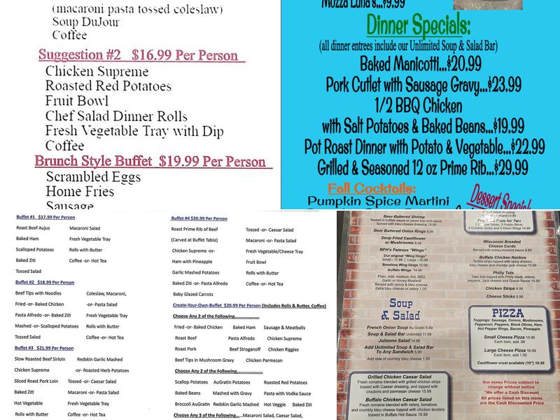 R F H's Hide-A-Way Menu