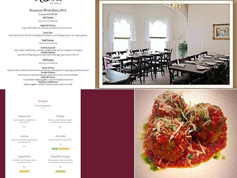 Trattoria Rosa Bianca Menu