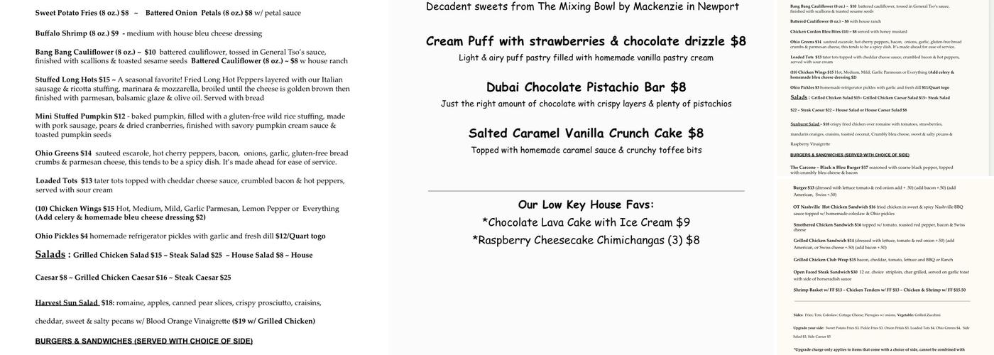 Ohio Tavern & Restaurant Menu