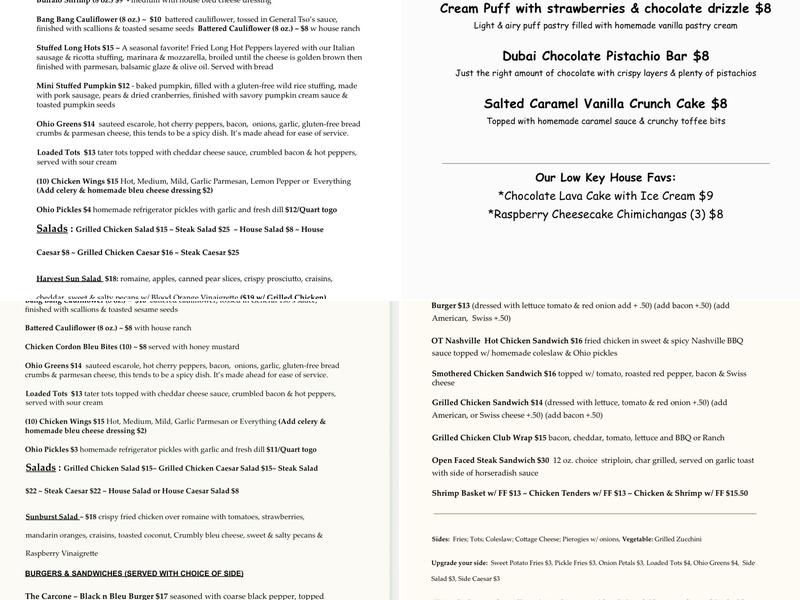 Ohio Tavern & Restaurant Menu