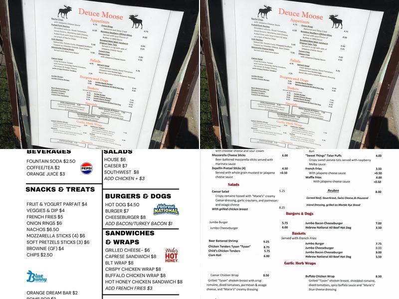 The Deuce Moose Cafe and Bar Menu