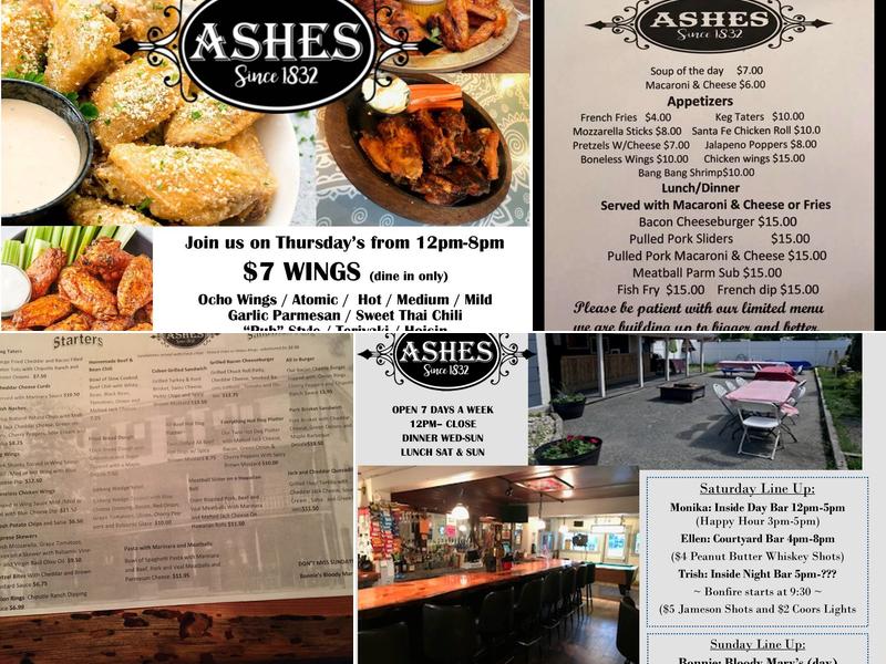 Ashes Pub & Grill Menu