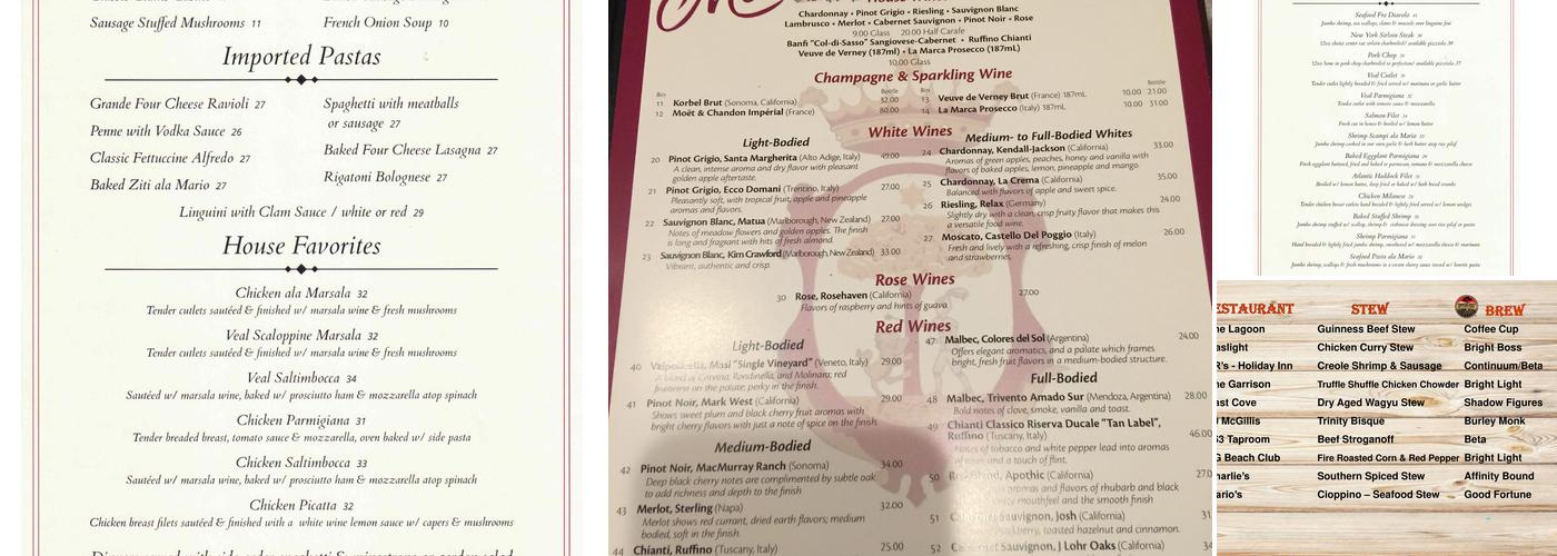 Mario's Restaurant Menu