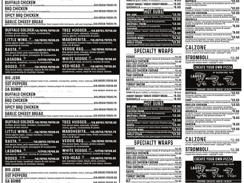 Pizza Jerks Menu