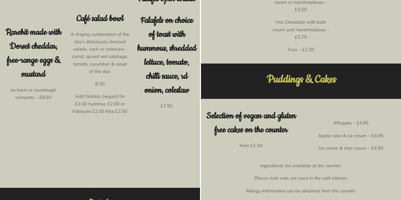 Trading Post & Café Menu