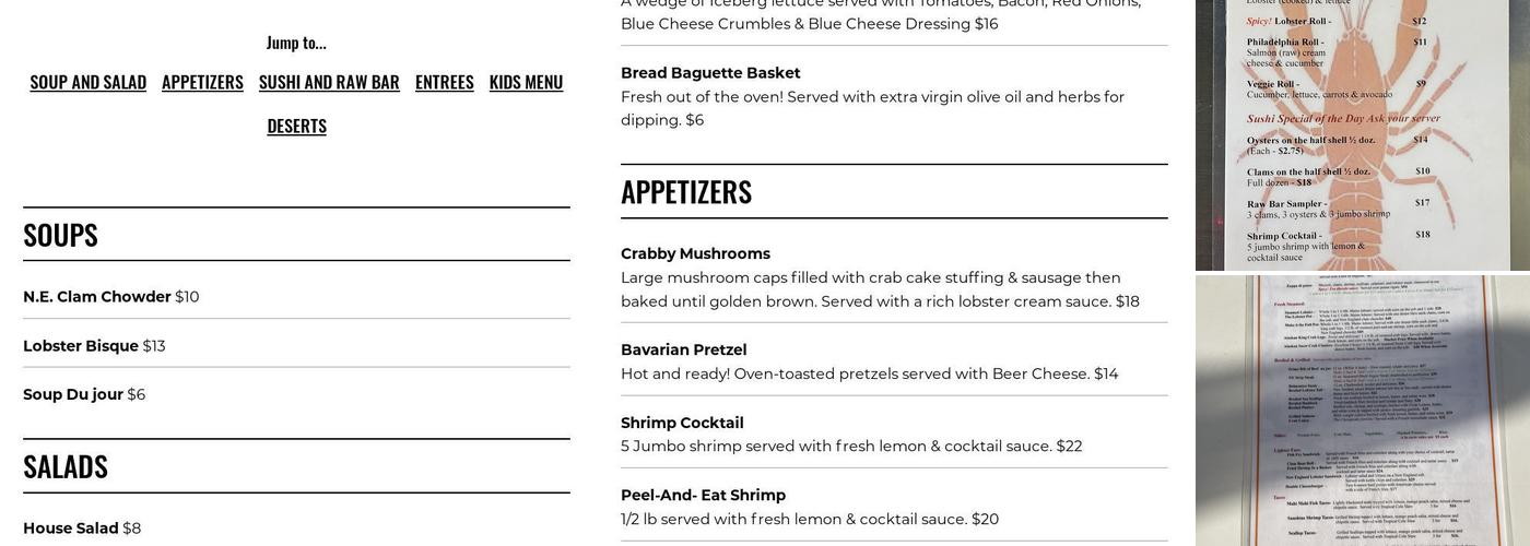 The Lobster Pot Menu