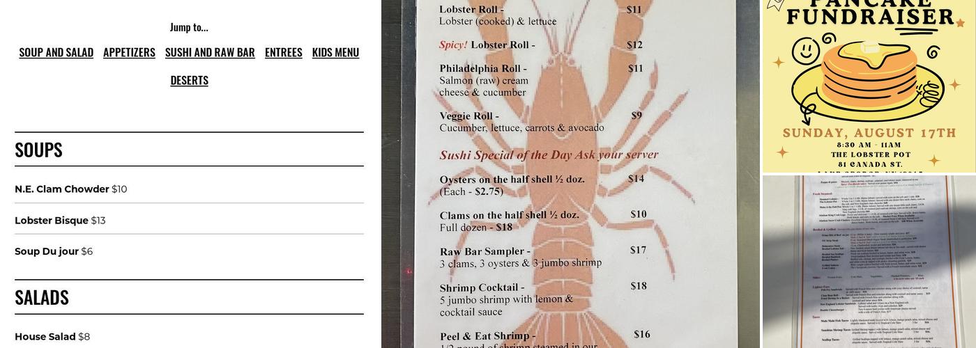 The Lobster Pot Menu