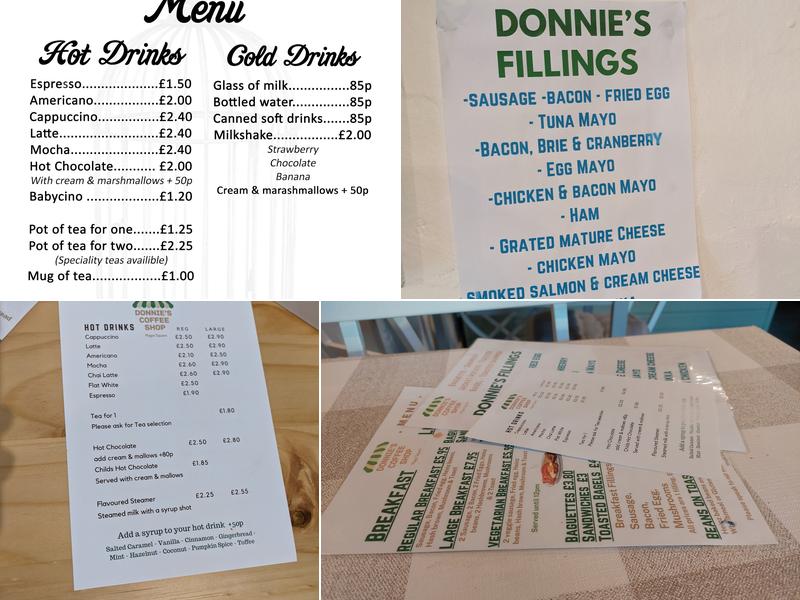 Donnie's Coffee Shop Menu