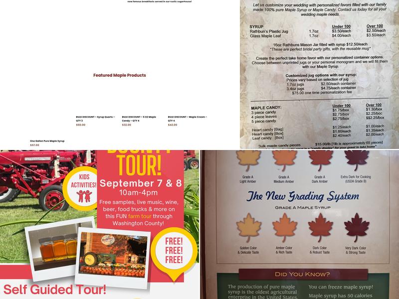 Rathbun's Maple Sugar House Menu