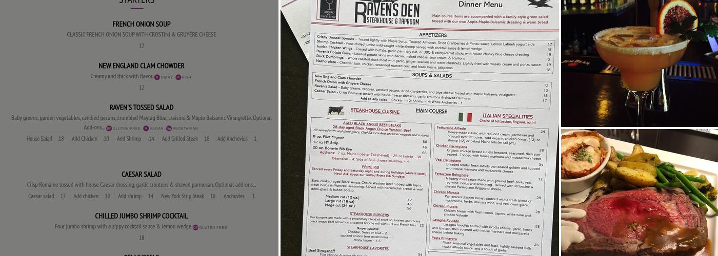 Raven's Den Steakhouse and Taproom Menu