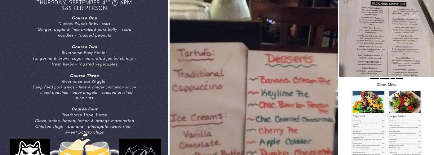 Blooming Grove Inn Menu
