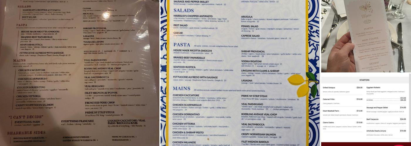 Marsilio's Kitchen Menu