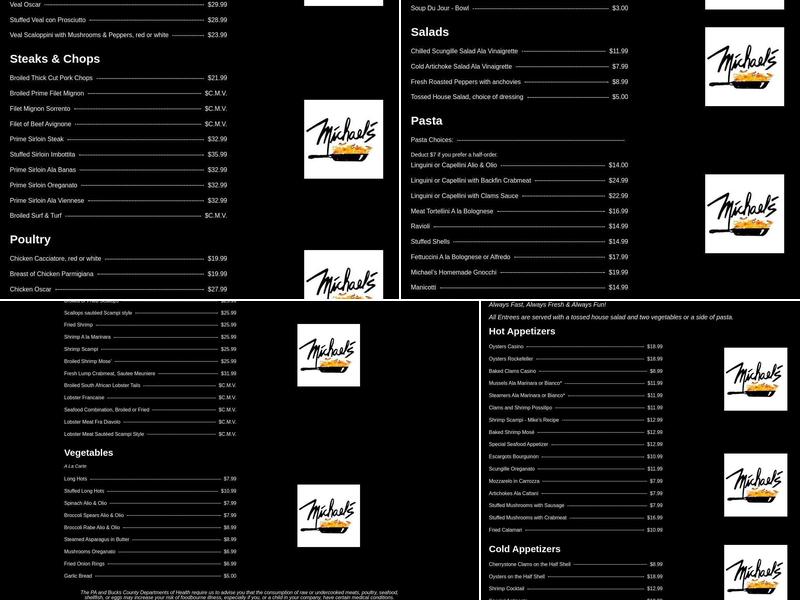 Michaels Restaurant & Lounge Menu