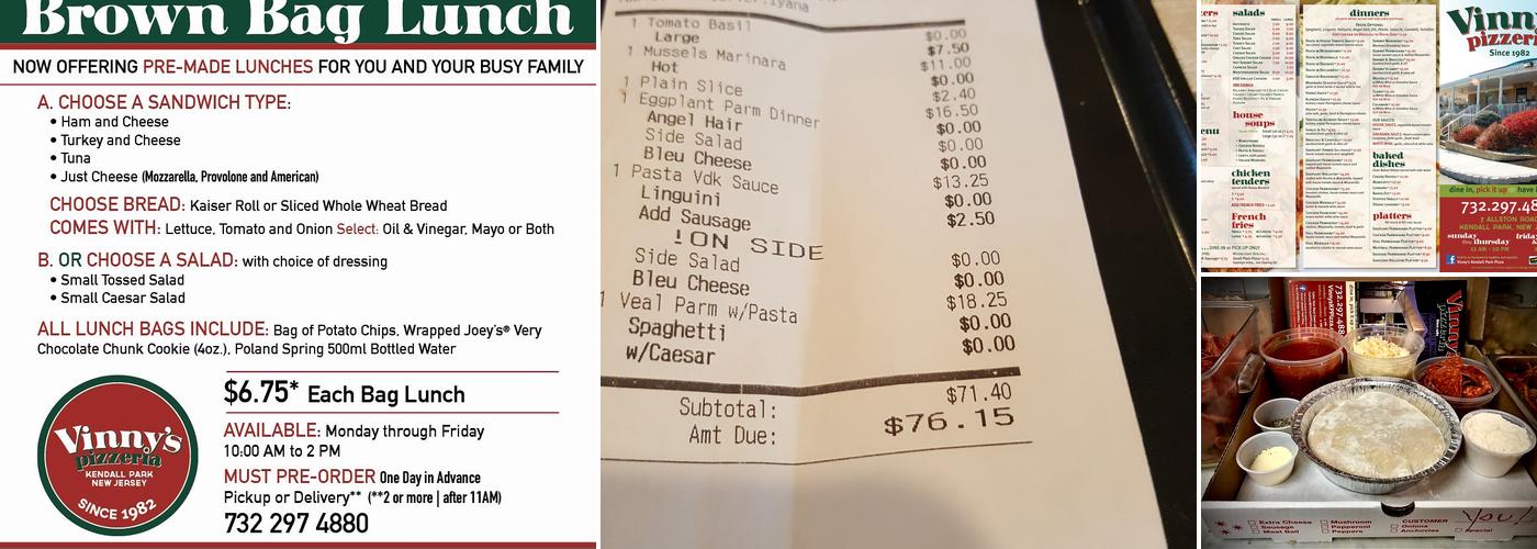 Vinny's Kendall Park Pizza Menu