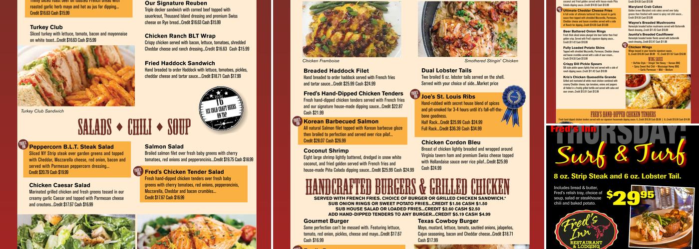 Fred's Inn Menu