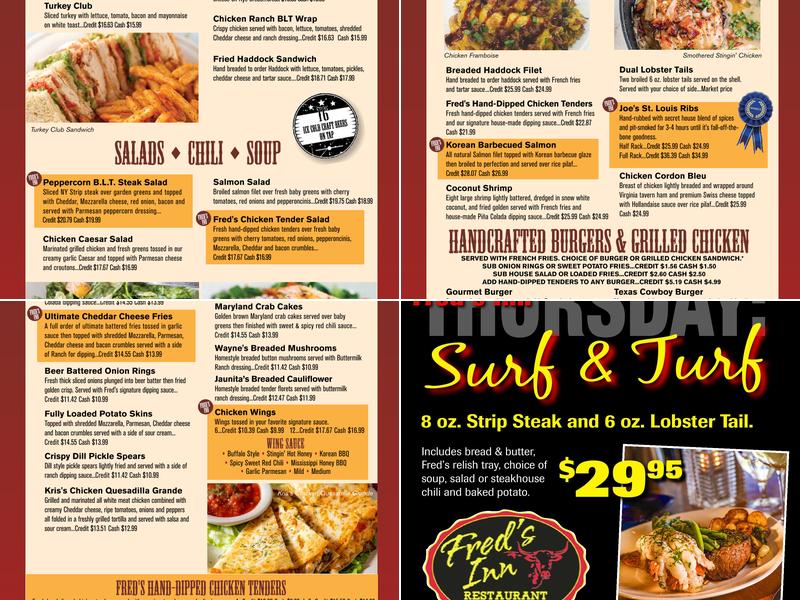 Fred's Inn Menu