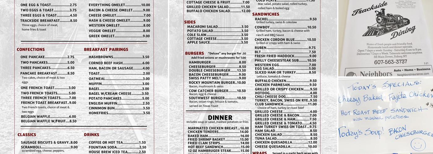 Trackside Dining Menu