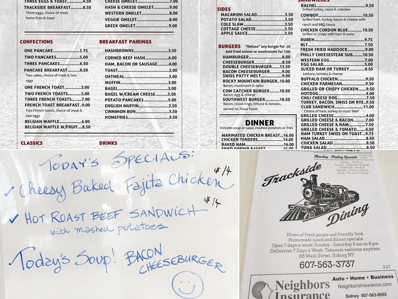 Trackside Dining Menu