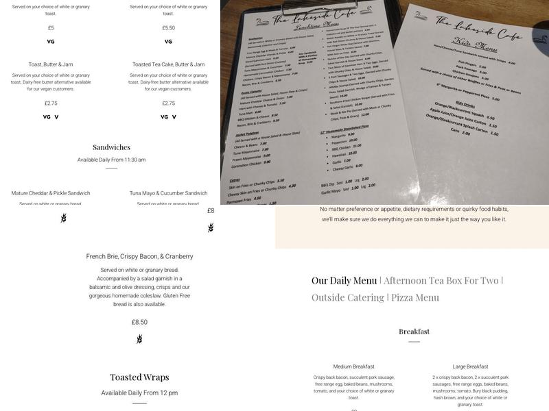 Lakeside Cafe Menu