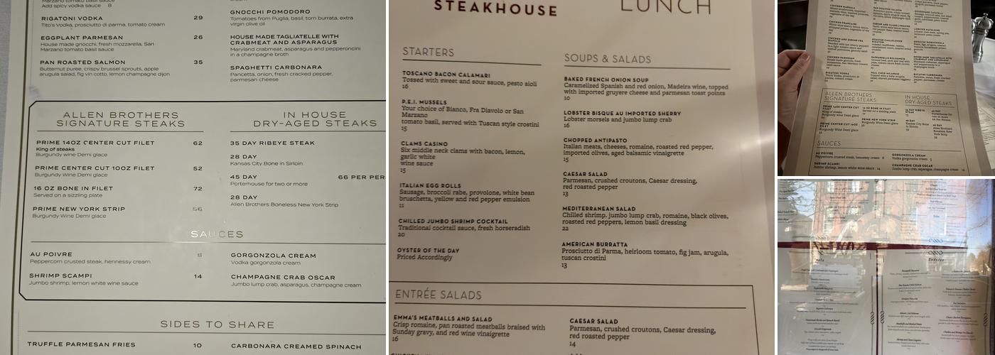 Toscano Menu