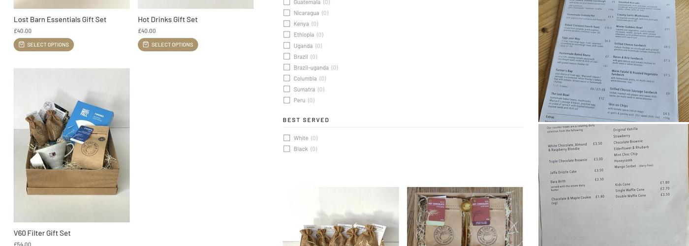 Lost Barn Coffee Roasters Menu