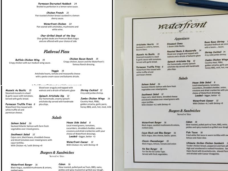 The Waterfront Menu