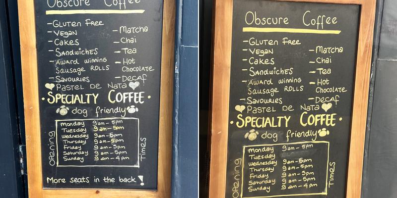 Obscure Coffee Menu