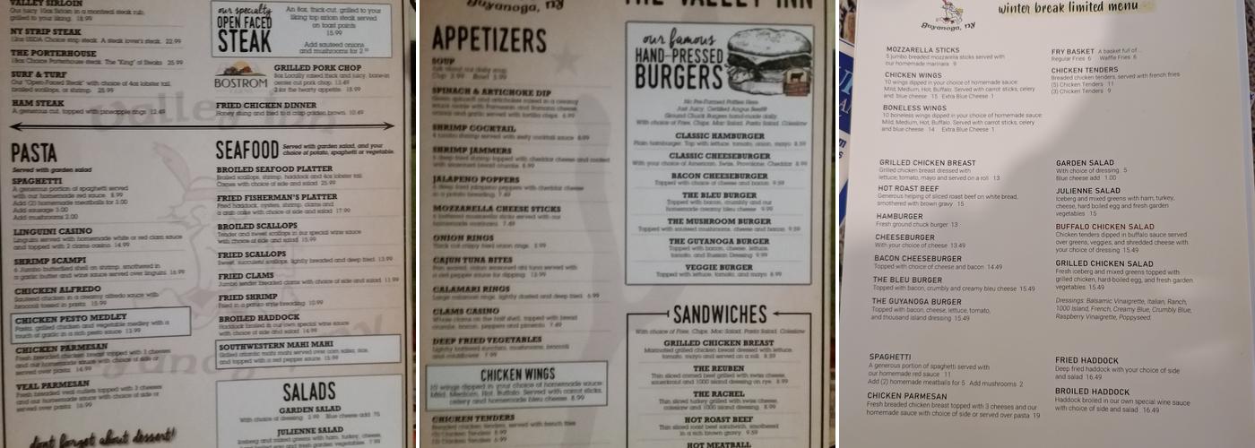 Valley Inn (Restaurant) Menu