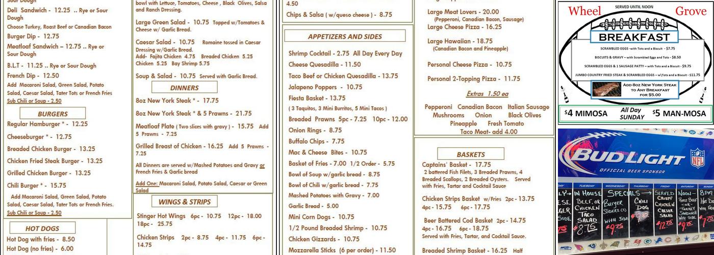 The Wheelhouse Sports Bar and Grill Menu