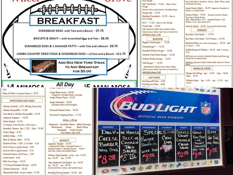 The Wheelhouse Sports Bar and Grill Menu