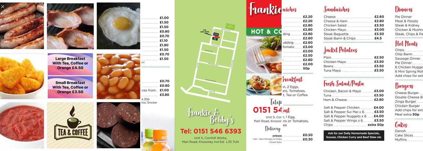 Frankie & Bobby’s cafe Menu