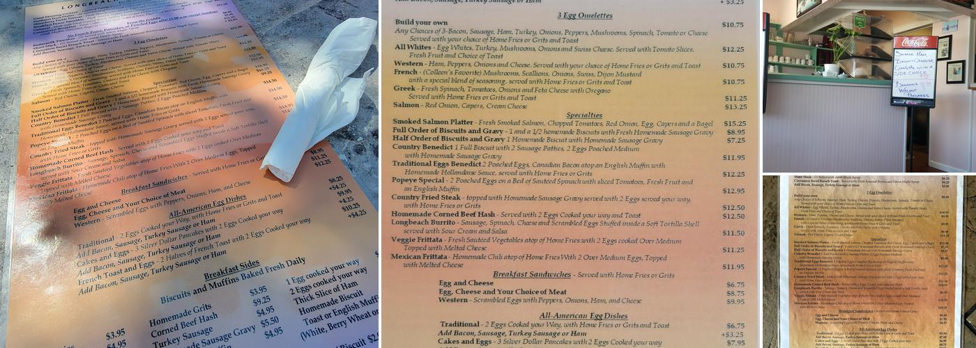 Longbeach Cafe Menu