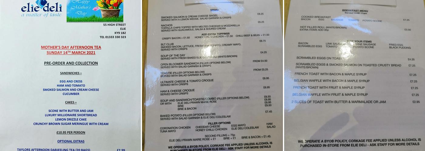 Elie Deli Menu