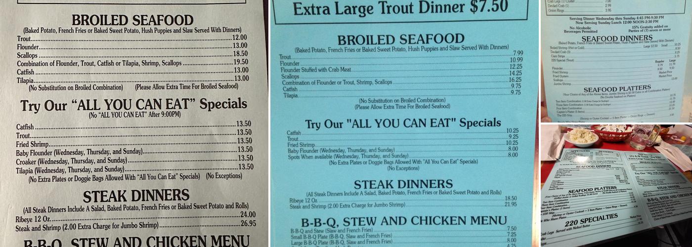 220 Seafood Restaurant Menu