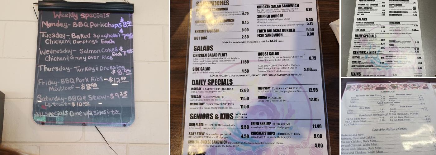 Skipper Forsyth's Bar-B-Q Menu