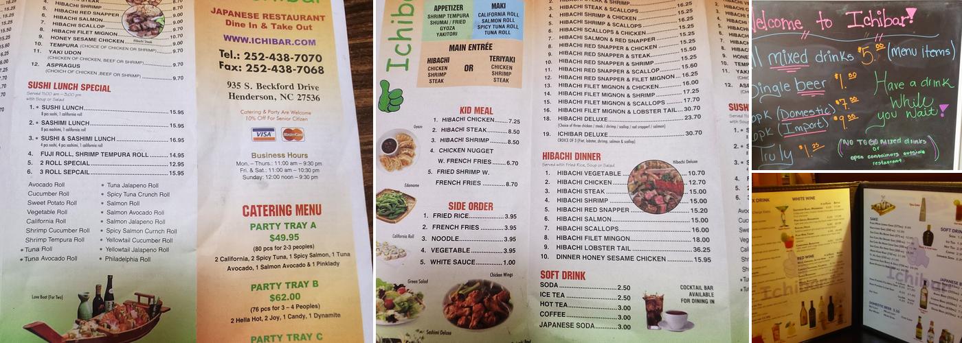 Ichibar Japanese Restaurant Menu