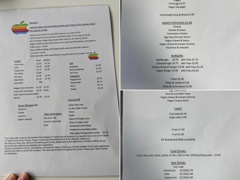 The Larick Cafe Menu