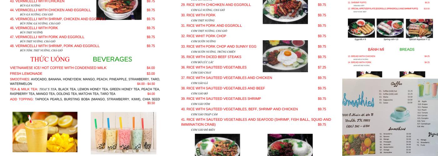 PHO LONG Menu